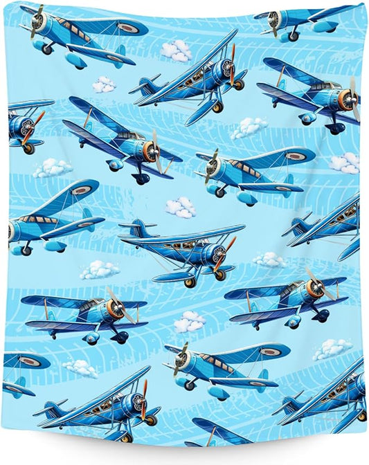 Blanket for Kids Airplane Gifts for Boys - Soft Warm Fleece Small Throws for Toddler (40"x50")