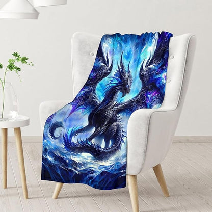 Dragon Blanket Gifts - 60 x 80 Inches Twin Size Soft Fuzzy Plush Throws for Adults, Men - Boys Throw Blanket Room Decor for Bed, Couch