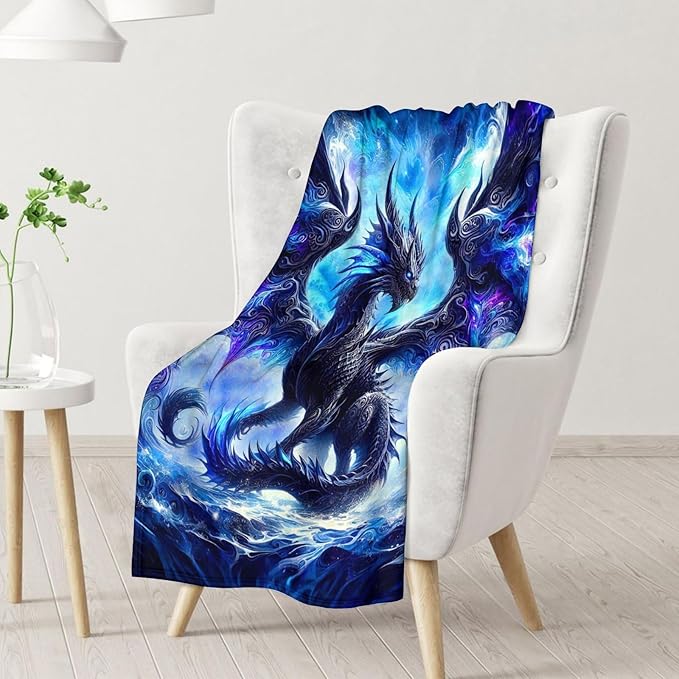 Dragon Blanket for Kids - 30 x 40 Inches Soft Fuzzy Plush Boys Throw Blanket Gifts - Dragon Throws Stuff for Crib, Office