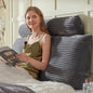 Headboard Wedge Pillow + A Long Neck Roll Pillow Body Pillow，Large Headboard Pillow with Removable Cover (Gray, Queen：59x8x20 inches)