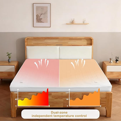 Electric Mattress Pad King Size 78"x80" with 10 Hours Auto Off 4 Heat Setting Dual Controller Fit Up to 15 Inch Deep Pocket, Machine Washable - White