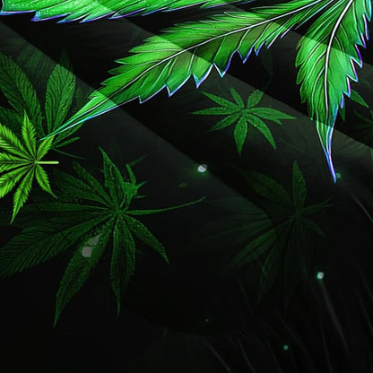 Green Marijuana Leaf Themed Comforter 3Pcs Full Bright Weed Leaves Herb Botanical Bedding Set for Kid Teen Girl Boy Adult Room Decor Cannabis Leaves Quilt with 1 Comforter and 2 Pillowcases