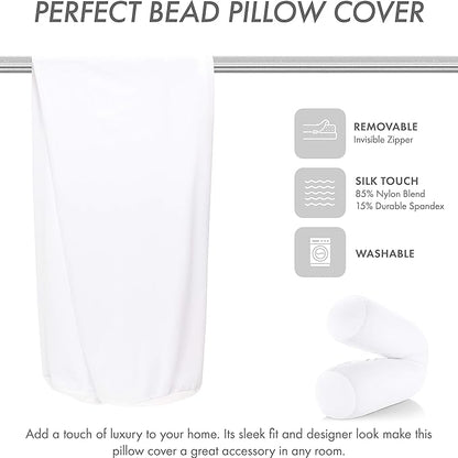 Case Only - Body Pillow Cover Stylish Silky Super Soft - 85% Spandex/ 15% Nylon Blend, Beauty - Breathable Pillowcase - Gentle on Hair Size 48 X 8, White