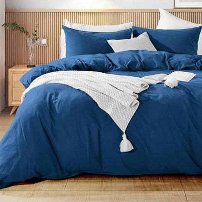 NEXHOME PRO Full Duvet Cover Set – 100% Certified Organic Cotton with Washed Feel & Linen-Like Texture, Comfortable & Breathable, Home Bedding Set 80"*90" (No Comforter) 8090N