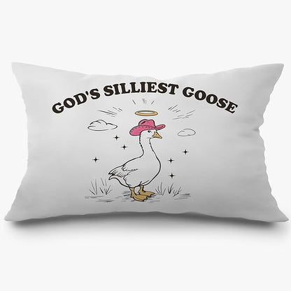 God's Silliest Goose Funny Christian Pillow Covers 12x20, Christian Room Decor, Western Pink Cowgirl Hat Silly Goose Decorative Lumbar Pillow Covers for Home Bedroom Living Room