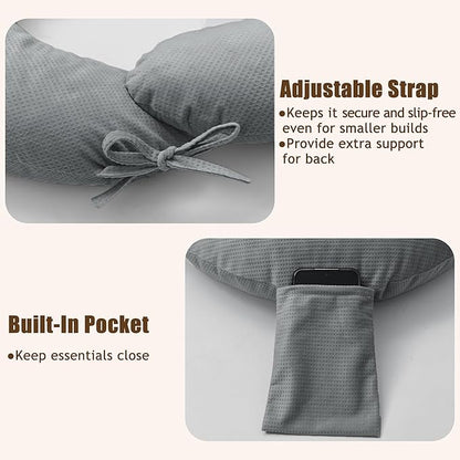 XWZO Reading Pillow for Gaming, Crocheting or Playing with Strong Arm Support, Gaming Pillow for Arm Rest When Sitting in Bed & Sofa, Lap Pillow Swen with Tiebacks and Side Pocket, Grey
