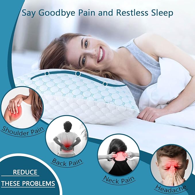 Cooling Pillows for Sleeping, Shredded Memory Foam Cooling Pillow for Hot Sleepers, Adjustable Cool Bed Pillows for Side Back Stomach Sleepers(Queen) 1