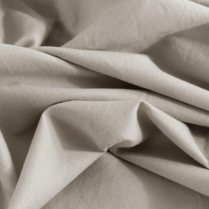 NEXHOME PRO Duvet Cover Twin Size, 100% Washed Cotton Orgnic Linen Like Textured Breathable Durable Comfy, Cream Grey