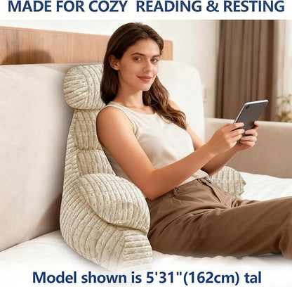 FXXUDVNIIN Back Pillow for Bed Sitting Up: Reading Pillow with 9.4" Height Armrest-Bed Pillow for Sitting up & TV Pillows for, Play Games, Working & Relaxing, Comfort Support for TV/Reading