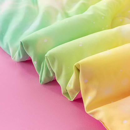 6Pcs Full Size Comforter Set for Girls Kids, Gradient Colorful Rainbow Girls Bedding Set Full with Sheets, Soft & Breathable Kids Bed for Gift Bedroom Decor