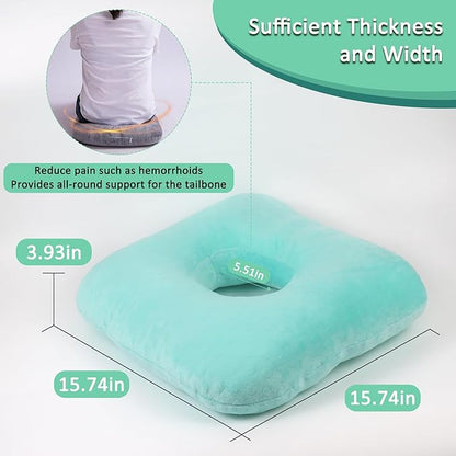 Donut Pillow for Tailbone Pain Relief, Wheelchair Cushion for Hemorrhoids and Bed Sores, Pregnancy, Donut Pillow Suitable for Office, Long Travel, Car and Home Sofa (Lake Blue)