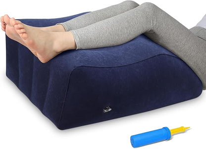 Inflatable Leg Pillow, Wedge Pillow for Sleeping, Portable Wedge Pillow, Improve Circulataion and Reduce Swelling, for Sleeping, Recovery, Pregnant (Dark Blue)