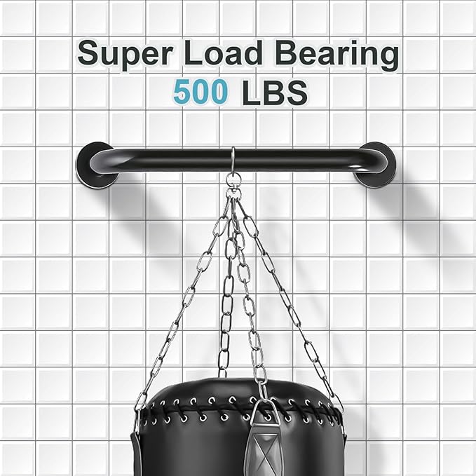 Handicap Grab Bars, 2 Pack 18 Inch Shower Grab Bar for Seniors, 304 Stainless Steel ADA Grab Bars for Bathtubs and Showers, Safety Shower Handles for Elderly, Disabled (Matte Black Knurled)