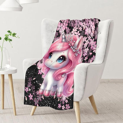 Girls Blankets Gifts Unicorn Blanket for Kids 4-6 - 40" x 50" Inches Toddler Fluffy & Furry Throws for Sofa, Office