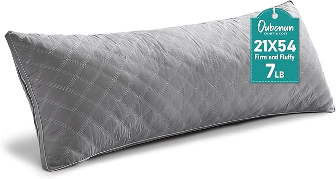 Oubonun Premium Adjustable Loft Quilted Body Pillows - Firm and Fluffy Pillow - Quality Plush Pillow - Down Alternative Pillow - Head Support Pillow - 21"x54"