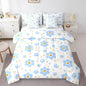 Feelyou Blue Flower 7 Piece Bedding Set Cute Dog Paw Print Comforter Set with Sheets for Kids Boys Girls Star Print Bed in a Bag Kawaii Bed Set Soft Lightweight