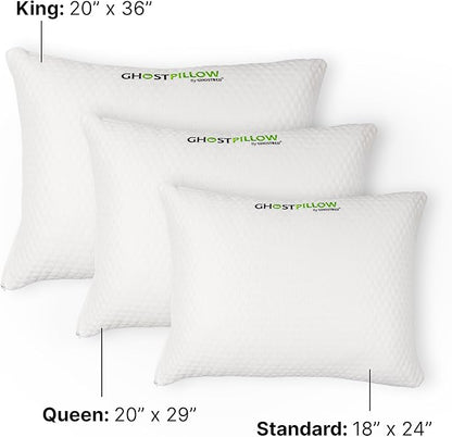 GhostBed Shredded Memory Foam Pillow with Adjustable Gel Memory Foam and Cooling Breathable Cover - Queen Size Shredded Memory Foam Pillows CertiPUR-US Certified 1-Pack