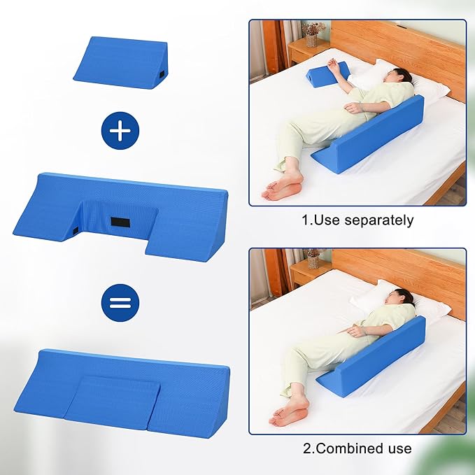 TYYIHUA 35" Wedge Pillow for Side Sleeping,Training for Side Sleeping with Detachable Small Wedge Pillow,Positioning Wedge for Side Sleeper,Back Support,Reducing Snoring,Preventing Bedsores (R-shaped)