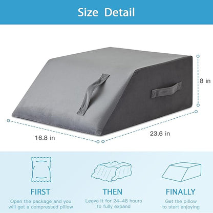 Leg Pillow Elevation Blood Circulation, Leg Wedge for Elevation for Swelling, Leg Elevating Pillow for After Surgery Memory Foam Foot Knee Pillow for Back Sleeping 23.6×16.8×8 Inch Short Plush