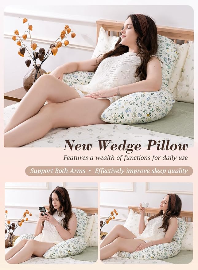 INSEN Multi-Functional Wedge Pillow Set – Adjustable Back Support System for Post Surgery Recovery & Leg Elevation – Convertible Floor Lounger for Stomach Lying, Reading, Yoga & Home Office