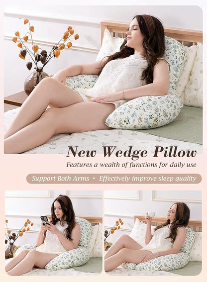 INSEN Multi-Functional Wedge Pillow Set – Adjustable Back Support System for Post Surgery Recovery & Leg Elevation – Convertible Floor Lounger for Stomach Lying, Reading, Yoga & Home Office