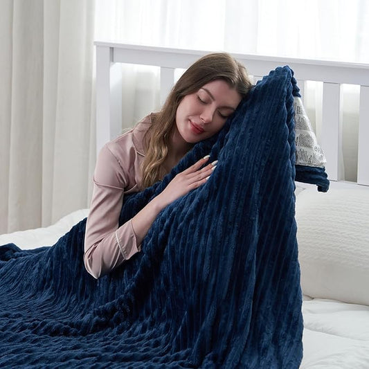 Electric Blanket 84"x90" Queen Size Heated Blanket with 10 Heat Settings & 1-12 Hours Auto-Off,Reversible Cozy Silky Flannel Fabric Warm Blanket Large Size for Full Body - Dark Blue