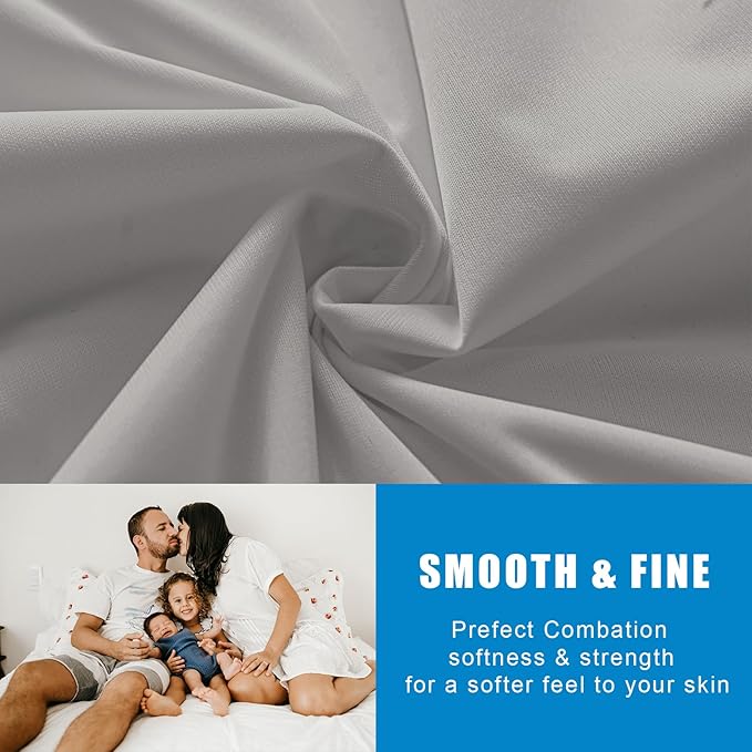 2 Pack Mattress Protector Queen Size 100% Waterproof Fitted Mattress Cover, Breathable Noiseless & Machine Washable Bed Cover Deep Pocket from 5" to 21", Bed Protector for Pets Kids Adults Dark Grey