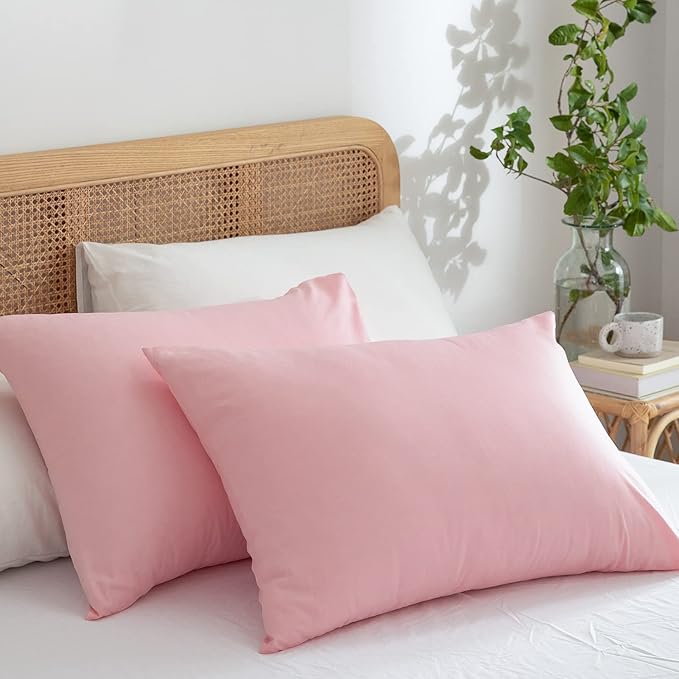Jane yre Pink Duvet Cover Queen, 100% Washed Microfiber 3 Pieces Bedding Queen with Zipper Closure, Soft Natural Slight Wrinkled Comfy