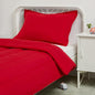 Amazon Basics 2 Piece Microfiber Kid's Comforter and Pillow Sham Set, Toddler, Red, Solid