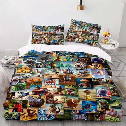Funny Fusion Animals Bedding Set,Fusion Animals Duvet Cover Twin Full Queen King Set for Kids Boys Bed Decor Gifts (Color 4,Twin (68" x 90"))