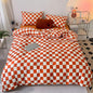Wellboo Orange White Plaid Comforter Sets Full Women Girls Light Red Checkerboard Bedding Comforters Cotton Rust Caramel and White Checkered Geometric Quilts Adults Modern Grid Abstract Simple Bed