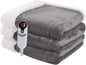 Heated Blanket Electric Throw 50''x60'', 3 Hour Auto Shut-Off 6 Heating Levels Small Warm Soft Flannel Electric Blanket Machine Washable - Light Grey
