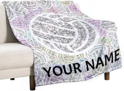 Personalized Volleyball Gifts with Name, Volleyball Blanket for Teen Girls, Custom Team Gift for Sport Lovers, Soft Plush Girls Throw Blankets Party Decorations for Couch Sofa, 30"x40"