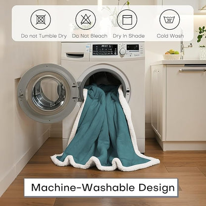 Electric Heated Blanket Full Size 72"x84" - Dual-Sided with Microplush & Sherpa Fabric, 4 Heat Settings & 10 Hours Auto Off, Machine Washable - Teal