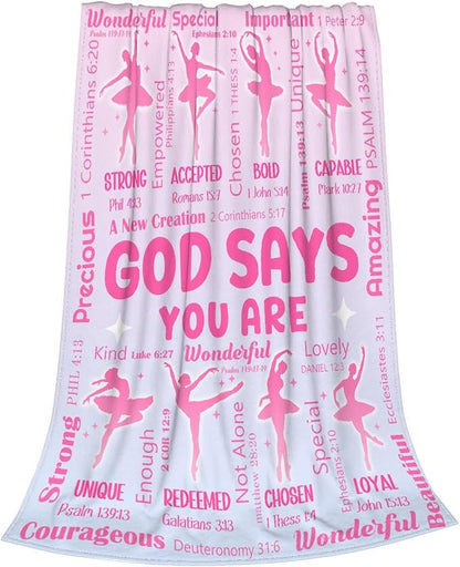 Ballet Bible Verse Blanket, Inspirational Scripture Religious Gifts for Christian, Warm Soft Flannel Bible Throw for Bed Sofa Decoration 30"x40" for Baby