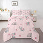 Cute Elephant Kids Comforter Set Toddler Size,Pink Butterfly Cartoon Wildlife Reversible Quilt Set for Boys Bedroom Decor,Watercolor Grey Animal Kawaii Duvet Insert,1 Pillowcase