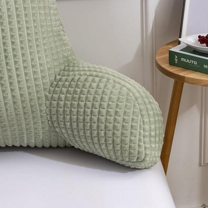 A Nice Night Reading Pillow Bed Wedge Large Adult Children Backrest with Arms Back Support for Sitting Up in Bed/Couch for Lounging Bedrest,Waffle Stereoscopic Design,LightGreen