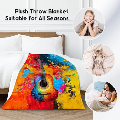 Blanket for Kids Guitar Blankets Gifts - 50x60 Inches Cozy Soft Fleece Throw for Office Bed