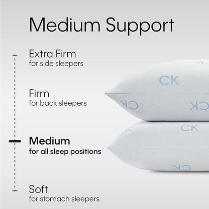 Calvin Klein Cooling Knit 20" x 36" King Size Set of 2 Bed Pillows for Sleeping, White