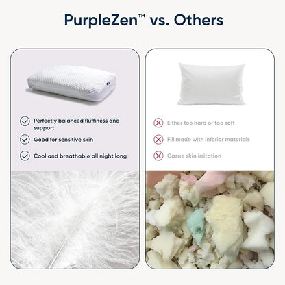 Vesta PurpleZen Eco-Luxe Down Pillow, Supportive, Adaptable, and Plush Pillow for Back, Stomach, or Side Sleepers, Washable Cooling Cover, Medium Profile (4.5" Height) & Soft (Pack of 1)