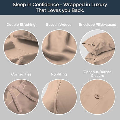 Olive + Crate Tencel Eucalyptus Cooling Duvet Cover Set - Hypoallergenic, Lyocell Tencel Duvet Cover - Temperature Regulating with Hidden Button Closure & Corner Ties - King Size [Terracotta Clay]