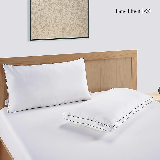 LANE LINEN Pillows Standard Size Set of 12 - Medium Soft Support Gusseted Hotel Quality Pillows for Sleeping, Oeko Tex Certified, Down Alternative Perfect for Back, Stomach or Side Sleepers - White