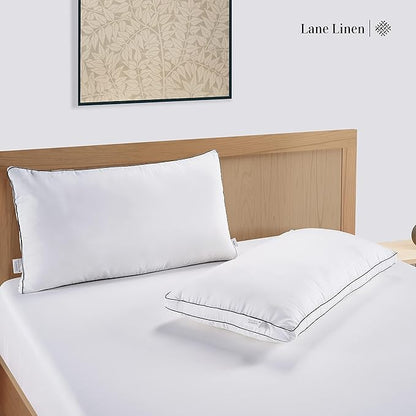 LANE LINEN Pillows Standard Size Set of 12 - Medium Soft Support Gusseted Hotel Quality Pillows for Sleeping, Oeko Tex Certified, Down Alternative Perfect for Back, Stomach or Side Sleepers - White