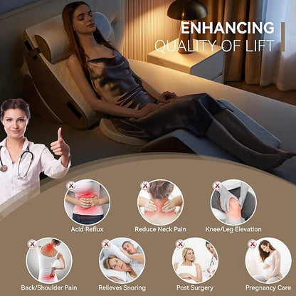 Wedge Pillow Set for After Surgery, 5 PCS Bed Wedge Pillow for Sleeping with Seat, Memory Foam Orthopedic Back Pillow for Pain Relief and Acid Reflux, Adjustable Post Surgery Pillow Brown