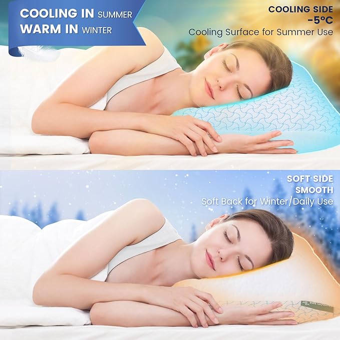 SUPA MODERN Shredded Memory Foam Pillows Queen Size Set of 1, Cooling Bed Pillow for Sleeping for Hot Sleepers, Adjustable Pilllows for Side Back and Stomach Sleepers, Neck & Shoulder Comfort Support