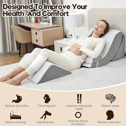 4pcs Wedge Pillow Set for After Surgery,Bed Wedge Pillows for Sleeping,Post Surgery Recovery， 45 Degree Wedge Pillow for Acid Reflux Relief and Anti-snoring，