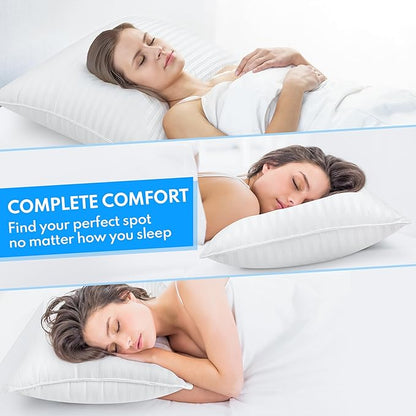 Bed Pillows King Size Set of 2 - Premium Down Alternative Cooling Pillows for Side, Back, and Stomach Sleepers Hotel Quality Fluffy Soft Microfiber Fill Breathable Skin-Friendly
