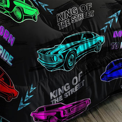 AILONEN Racing Car Comforter Set Twin Size, Fast and Furious Extreme Sport Games Bedding Sets for Kids Boys Teens,Cartoon Sports Car Bed in a Bag,1 Quilt and 2 Pillowcases,3 Pieces