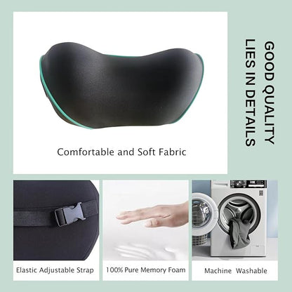 Really Soft Car Headrest Pillow, Car Pillow for Driving with Adjustable Strap, 100% Memory Foam Neck Pillow, Breathable Removable Cover & Ergonomic Design - Travel Car Neck Pillow(Lightblue Side Rope)
