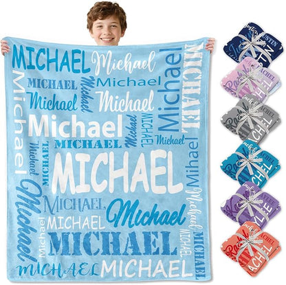 Ships Next Day, Personalized Blankets and Throws Custom Blanket with Name Customized Flannel Blanket for Kids Christmas Blanket Gifts for Teen Girls Boys